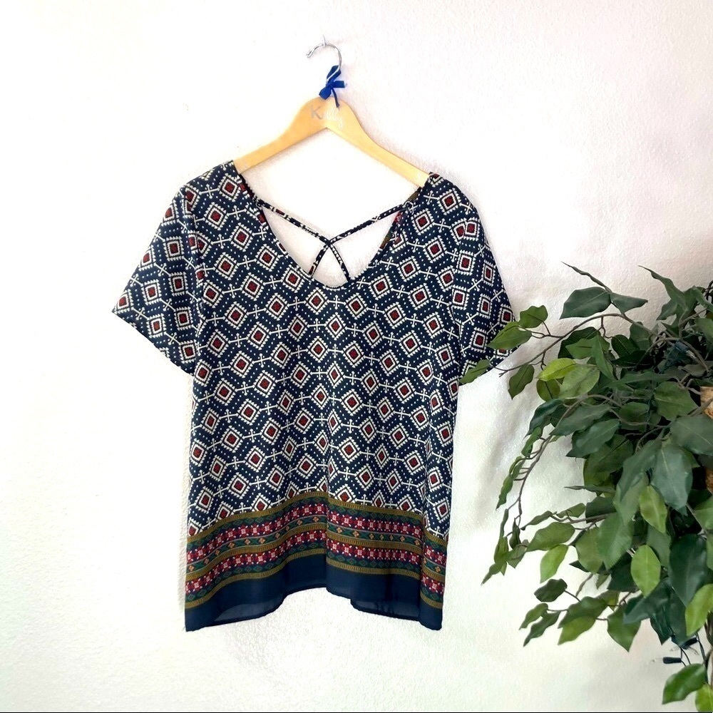 Sienna Sky Patterned Shirt W/ Strappy Back